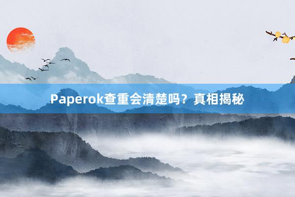 Paperok查重会清楚吗？真相揭秘